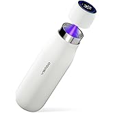 Vsitoo Self Cleaning Water Bottle - 15oz Stainless Steel, AI Self-Clean, 30-Day Battery, Magnetic Charging, BPA-Free for Travel/Gym/Office, No App Needed, White