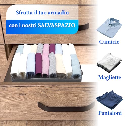GF WAY Set of 3 Wardrobe Organizer with 9 Compartments, Space-Saving Boxes for Drawers, Linen, Underwear, Stockings and Accessories, Rigid Walls, Durable Fabric, Modern Design, 43 x 30 x 20 cm