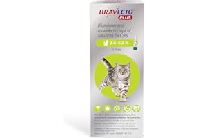 BRAVECTO Plus Topical Solution for Cats, Flea, Tick & Heartworm, 2 Months Supply, 2.6-6.2 lbs., Green Box