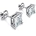 Square Earrings Womens Square Earrings Princess Cut Square Cubic Zirconia Stud Earrings Mens Square Earrings Sterling Silver Square Diamond Earrings 6mm CZ Princess Cut Square Stud Earrings
