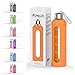 Xtremeglas 32 Oz Glass Water Bottle Shatter-Resistant Leak Proof Time Marked Reusable Eco Friendly BPA Free Drink More Water Comes With 2 Stainless Steel Lids - ALL NEW Hydrate (Orange)