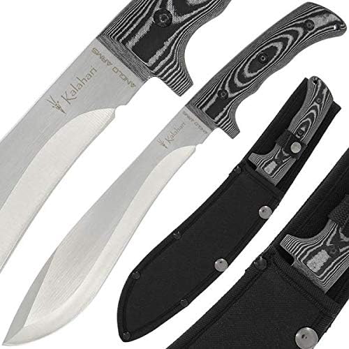 Anglo Arms 14" Kalahari Machete Fixed Blade Knife with Sheath. 8.5" 3Cr Stainless Steel Kukri Shape 5mm Thick Satin Finished Blade