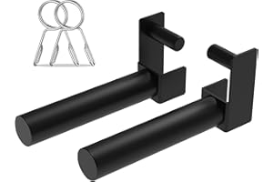 Balelinko Extended 9" Olympic Weight Plate Holder, Weight Plate Storage, Attachment for for 2"x2" Tube Power Cage with 1" Hole, 1 Pair, Bonus a Pair of 2" Spring Clip Collars Rings