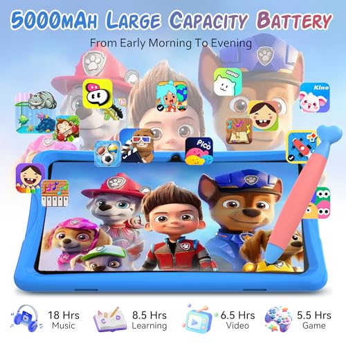 2026 Upgraded Kids Tablet 10 inch, Android 16 Tablets for Kids, Parental Control, Pre-Installed Kiddos Software & Kids Space, Includes Case & Stylus Pen, 12GB RAM 64GB ROM, 2TB Expand, HD IPS Screen