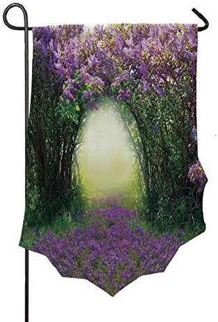 Double Sided 3D Printed Garden Flag,Spring Blossoms Bushes Greenery Grasses Sunlight,Holiday Decorations Outdoor Garden Flag Durable Cotton and Linen
