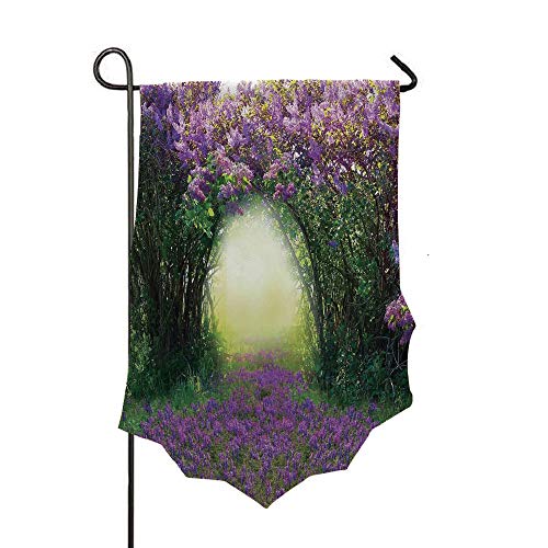 Double Sided 3D Printed Garden Flag,Spring Blossoms Bushes Greenery Grasses Sunlight,Holiday Decorations Outdoor Garden Flag Durable Cotton and Linen