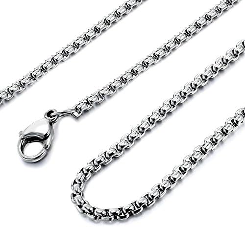 Heraculs Stainless Steel Necklace, 4MM Mens Womens Rolo Cable Wheat Chain Link 24 Inch