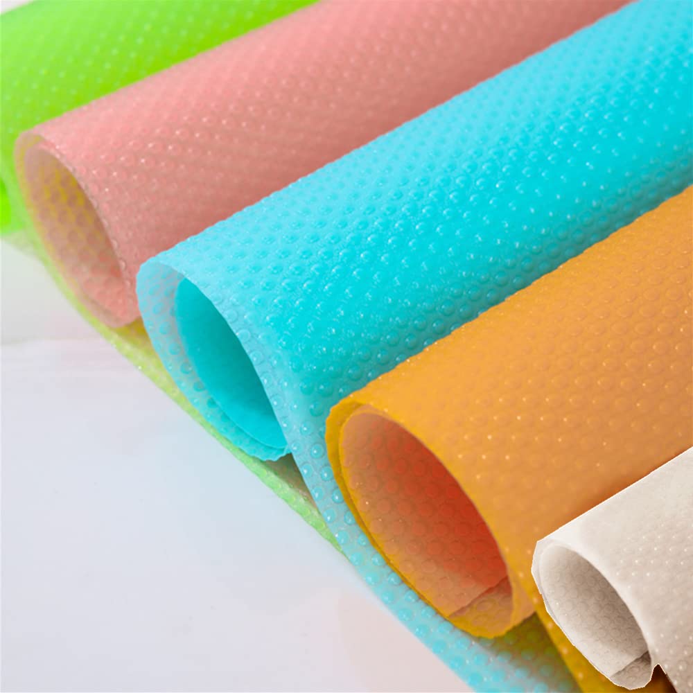 Refrigerator Pad 5 pieces Cupboard Mat Colorful Antifouling Mildew Non Slip Can Be Cut Drawer Mat for Kitchen Fridge Drawer