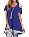 TDTE Women's Summer Cold Shoulder Tops Short Sleeve Lace Scoop Neck A-Line Tunic Blouse Dress