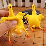 Squeeze Chicken Ornaments,Hemlock Funny Chicken Eggs Toys Key Chains Ornaments Stress Relieve Squeeze Toys (9x6cm, Yellow)