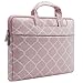 MOSISO Canvas Geometric Pattern Shoulder Bag Compatible with 15-15.6 inch Laptop, Pure Pink Grid