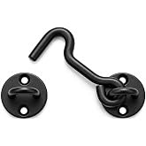 Raswik 4" Privacy Hook and Eye Gate Door Latch, Easy Barn Door Lock, Black | Solid 5/16" Iron Rod, 3-Layer Powder Coating, Quick Locking for Sliding Barn, Pocket, Closet, Screen Doors, Indoor/Outdoor