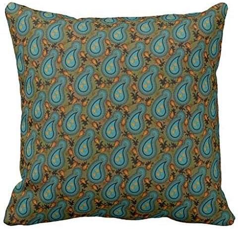 Beautiful Blue and Gold Paisley Throw pillowcase Pillow shams case Cushion Cover 20*20