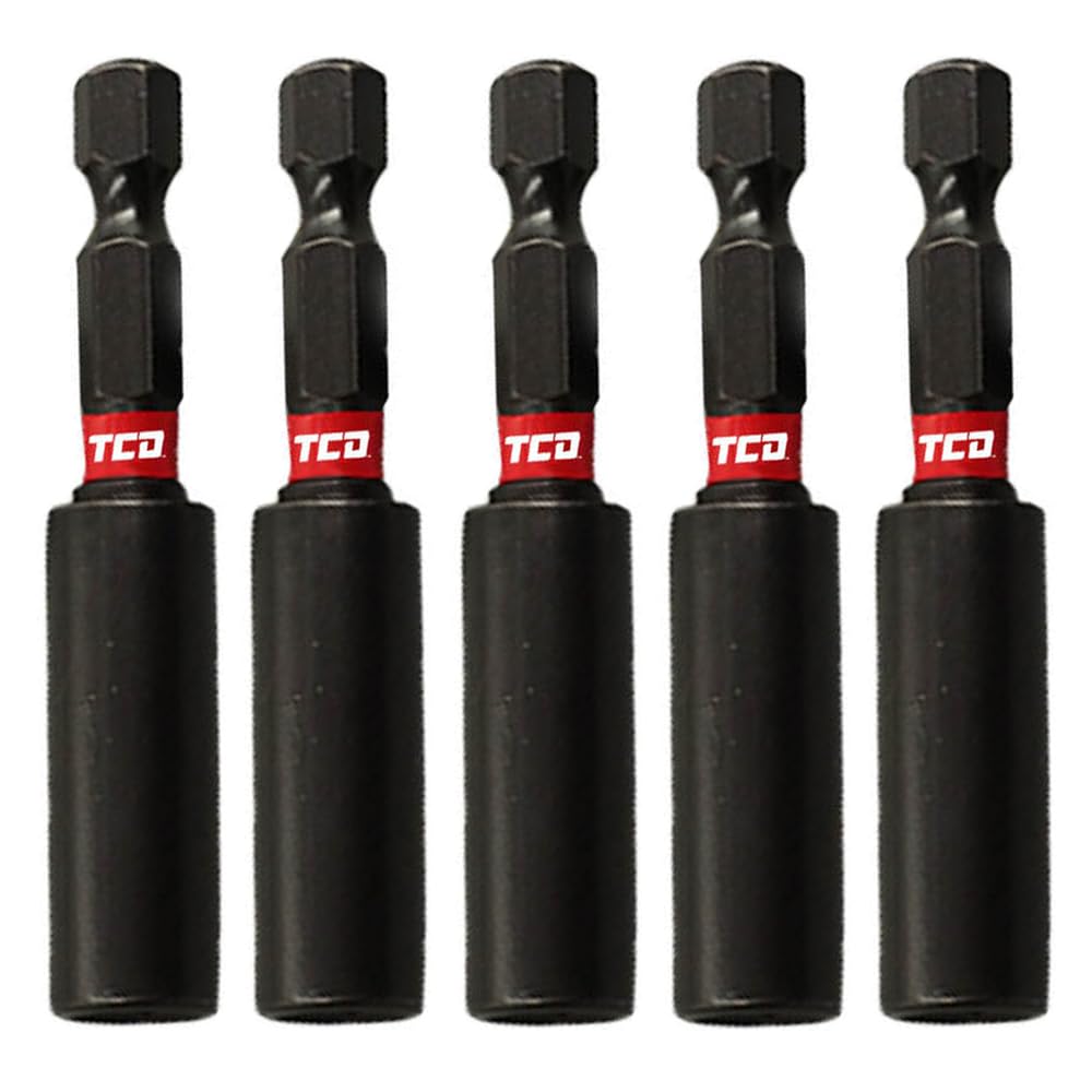 Magnetic Bit Holders Shock Resistant Impact Duty - 1/4 Inch Hex Shank, 60mm Long - Fit's Most Powertool Manufacturers - Boost Precision, Efficiency and Durability with TCD's Mag Bit Holders!