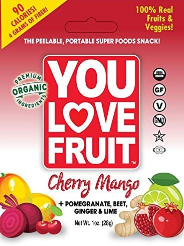 You Love Fruit Organic Fruit Leather, Cherry/Mango, 1 Ounce (Pack of 12)