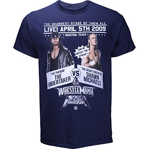 WWE Undertaker vs Shawn Michaels Wrestlemania 25 Poster Shirt - Navy - Large