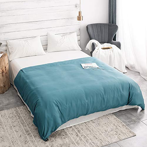 ZonLi 60''x80'' Blue Cooling Bamboo Duvet Cover for Summer, Removable