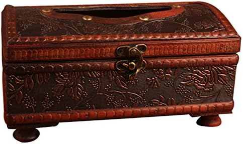 Fanchuang Vintage Tissue Box Cover Dispenser Napkin Holder with Lock Home Decorative