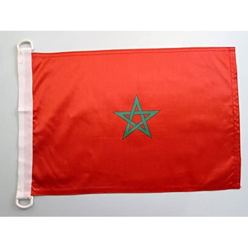 AZ FLAG - Morocco Nautical Flag - 18'' x 12'' - For Outdoor and Boat - Moroccan Banner Knitted Polyester with Two Plastic Rings - Vivid Colors - 12x18 in - 45x30 Cm — image 1