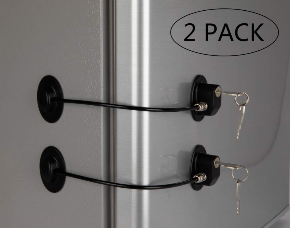 2 Pack Refrigerator Door Locks With 4 Keys File Drawer Lock