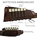 BRONZEDOG Leather Cartridge Buttstock Shotgun Shell Holder, Hunting Rifle Buttstock Ammo Holder Pouch Bag Shotgun Shell Pouch (Matte Brown, 7.62 Cal Right Handed)