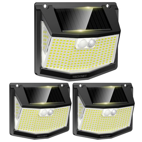 TECKNET Solar Outdoor Light, 248 LED/300° Powerful Illumination, Solar Outdoor LED Spotlights with Motion Sensor, 3 Modes IP66 Waterproof Solar Lights for Garden, Garage, Patio, 3 Pack