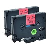 GREENCYCLE 2 PK Black on Red TZ 431 TZe431 12mm Label Tape Compatible with Brother P-Touch Printer