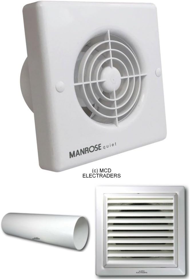 Manrose QF100T "Quiet" Extractor Fan with Timer complete with Wall