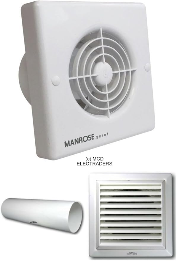 Manrose QF100T "Quiet" Extractor Fan with Timer complete with Wall