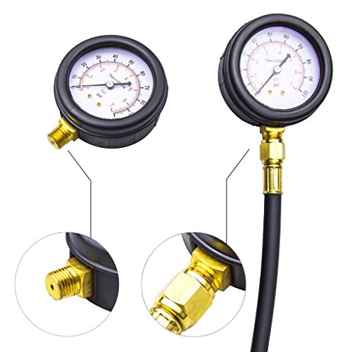 Bang4buck 10 Pieces Fuel Injection Compression Gauge of Petrol Gasoline Pressure Tester Kit for Motor Auto 0-100 PSI - Thumbnail 5