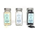 Gourmet Living Mediterranean Sea Salt Trio | Cyprus Sea Salt Sampler | Black, White and Lemon Infused Salt Crystals