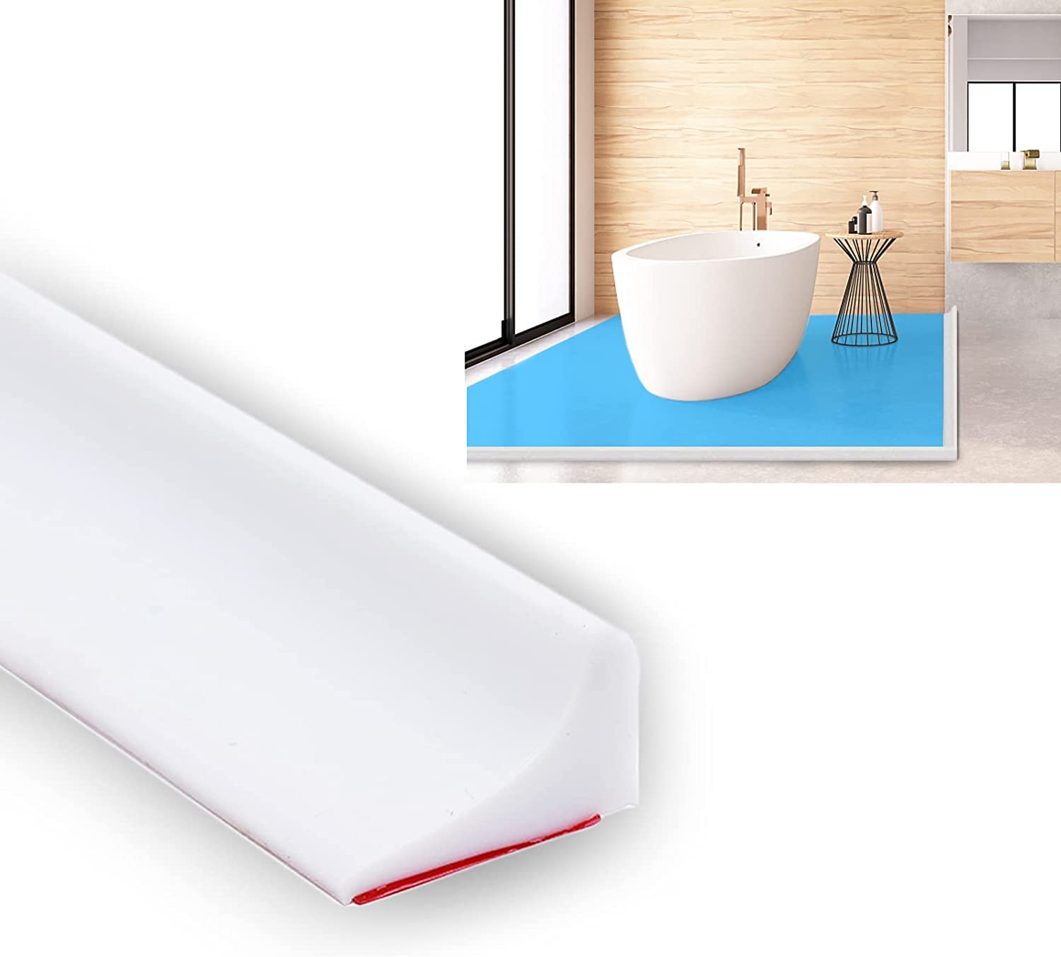 Water Barrier for Sink,Silicone Shower Threshold Water Barrier,Shower Barrier Splash Guard Wet Room Bathroom Floor Sealing Strip for Bathroom and Kitchen Water Retaining Strip (59 Inch)