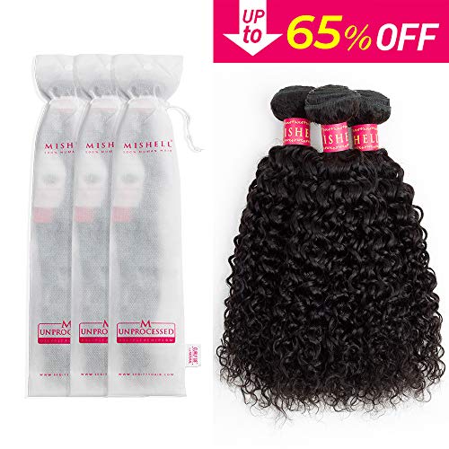 Sedittyhair Brazilian Curly Hair Weave 3 Bundles (16 18 20,300g) Brazilian Virgin Kinky Curly Human Hair Weave 7A 100% Unprocessed Hair Weft Extensions Natural Black Color