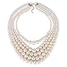 Kalse 5 Layers Strand Simulated Pearl Strand Bib Pendant Necklace White (5 Strands)