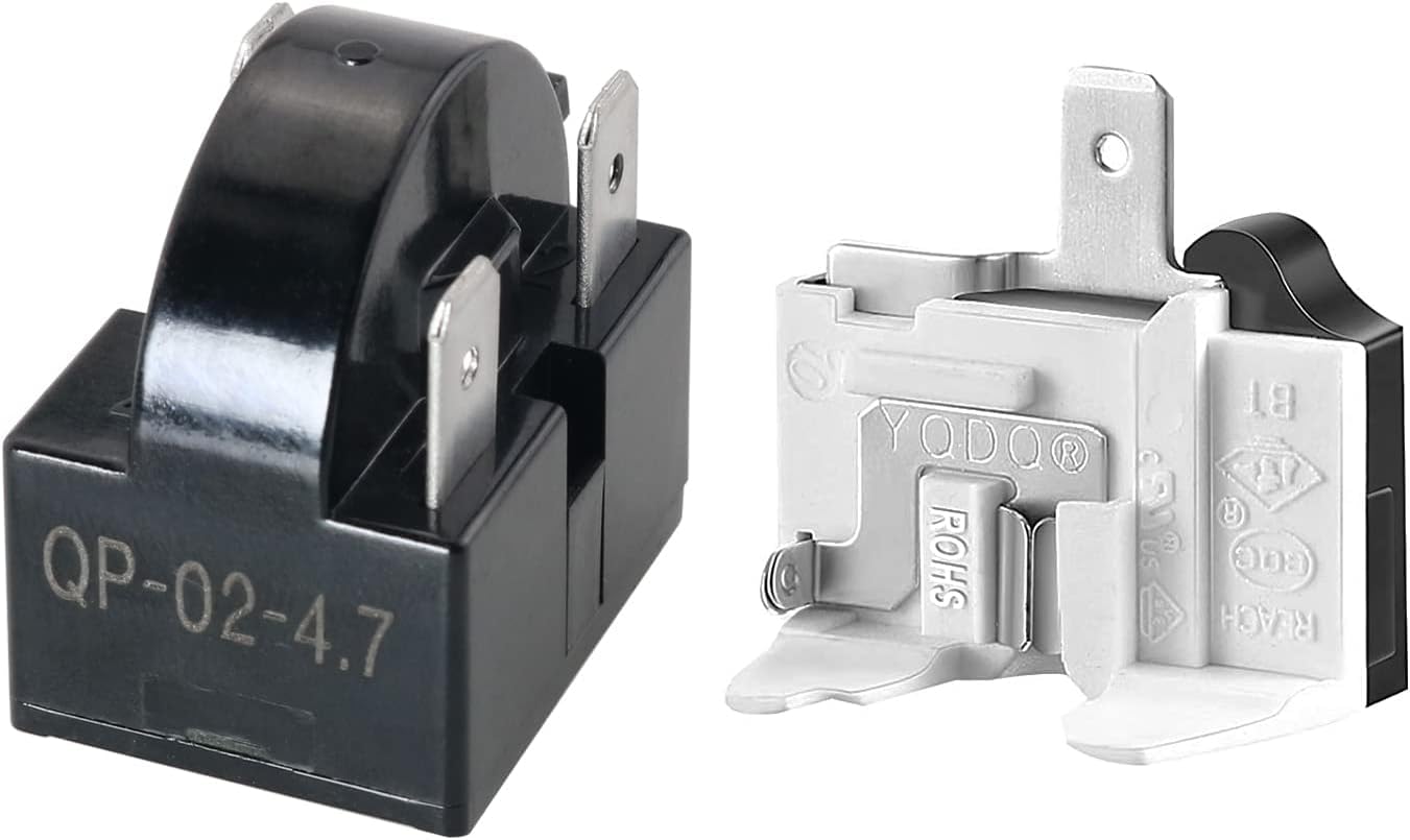 Photo 1 of (2 Pieces in) Refrigerator Compressor Relay and Overload Kit Refrigerator Starters QP2-4R7 4.7 Ohm 3 Pin Refrigerator PTC Starter Relays Replace 6750C-0005P Refrigerator Overload Protectors