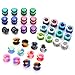 PiercingJ 36pcs Candy Colors Spots Acrylic Ear Stretching Plugs Kit and Double-flared Thin Silicone Saddle Tunnels Set