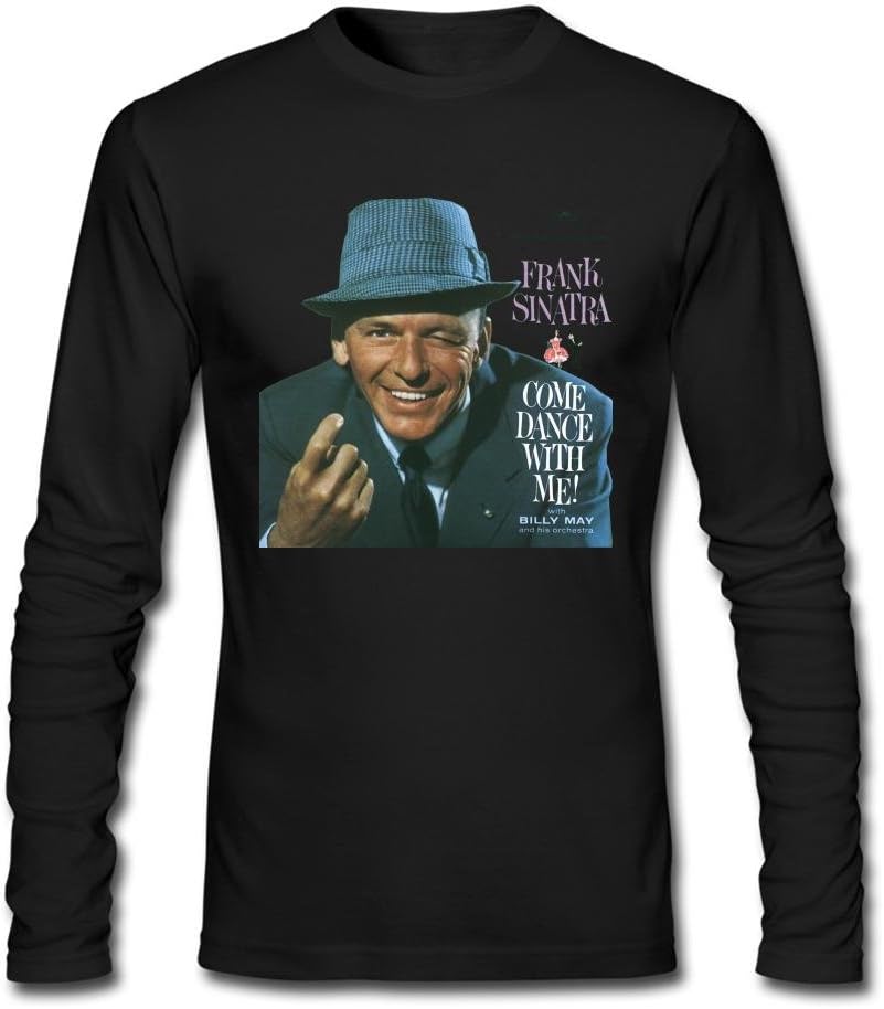 SaXiMi Men's Frank Sinatra Come Dance With Me Long Sleeve T shirts Size XL Black