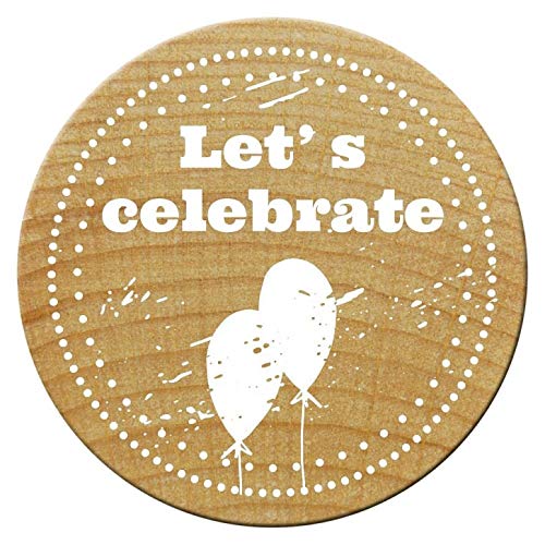 Woodies Mounted Rubber Stamp 1.35-Inch Let's Celebrate, Acrylic, Multicoloured, 3-Piece