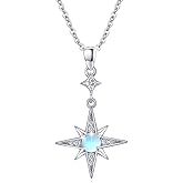 Silikepa Star Necklace for Women Girls 925 Sterling Silver Star Moonstone Pendant Necklace Infinity/Round Spin Star Necklace Star Jewelry Gifts for Women Girls