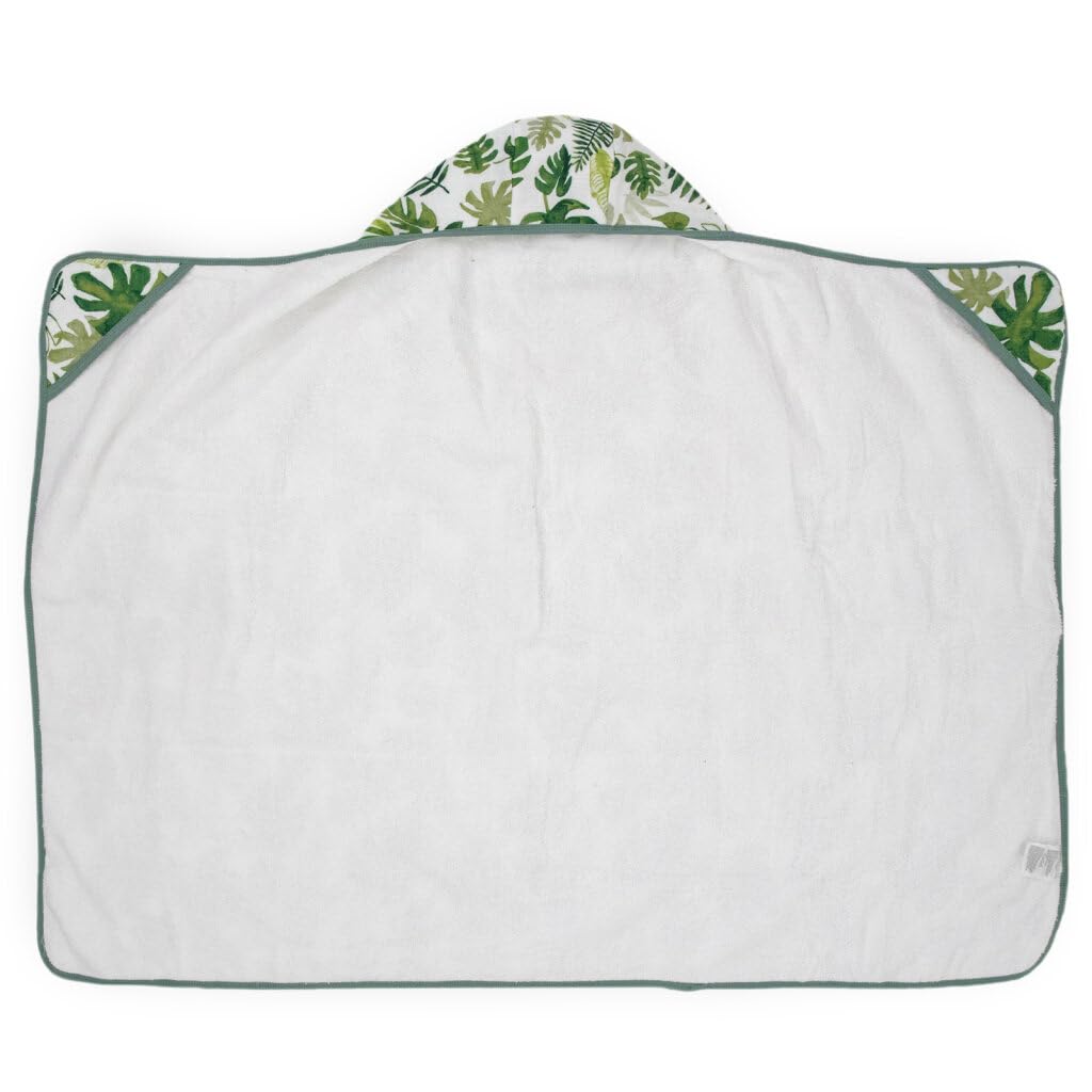 Little Unicorn | Premium Quality 100% Cotton Big Kid Hooded Towel with Cozy Hood and Pockets | Ultra-Soft Terry Cloth in the Lining | 2-5 years Gift Box (Tropical Leaf)