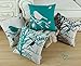 CaliTime Set of 4 Canvas Throw Pillow Covers Cases for Couch Sofa Home Decoration Vintage Birds Tree Branches Silhouette 18 X 18 Inches Black/Teal