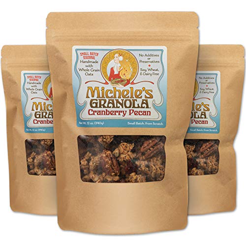 Amazon Com Michele S Granola Cranberry Pecan 12 Oz Package Pack Of 3 Gluten Free Non Gmo Project Certified Seasonal Flavor