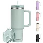Labulabla 40oz Tumbler with Handle,Double Wall Vacuum Reusable Stainless Steel Insulated Water Bottle,With Leak Proof lid and Straw for Iced or Cold Beverages (Blue Haze)