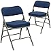 Flash Furniture Hercules Series Metal Folding Chairs with Cushioned Seat, Fabric Upholstered Event Chairs with 300-lb. Static Weight Capacity, Set of 2, Navy