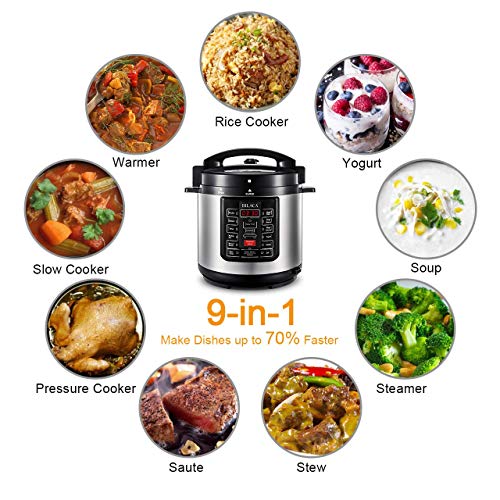 Electric Pressure Cooker,BILACA 6 Qt 9in1 Multi Programmable Pressure Cooker,Slow Cooker,Rice