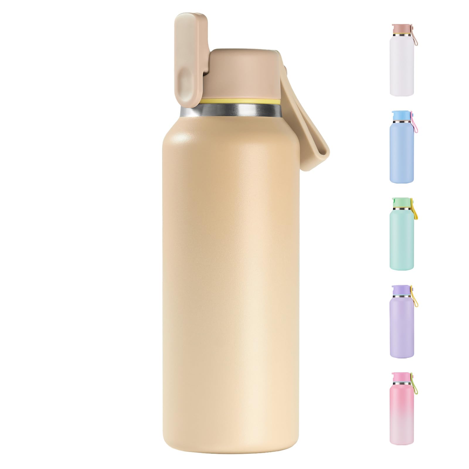 Photo 1 of 12oz Kids Water Bottle for School Boys&Girls, Toddler Cup, 304 Stainless Steel Sport Insulated Water Bottle with Straws, BPA-Free, Gradient Brown