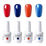 Elite99 Soak Off Gel Polish Lacquer UV LED Nail Art Manicure Kit 4 Colors Set LM-C144 + Free Gift (20pcs Gel Remover Wraps)