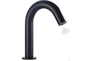 YCCUZA Automatic Touchless Black Sensor Bathroom Sink Faucet Small Kitchen Faucet Touch-Free Electric Motion Infrared Sensor Handfree Faucet Basin Sink Public Aerator Spout Dual Powered