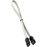 CableMod ModFlex Sleeved SATA 3 Cable (White, 30cm) | Paracord Sleeve. Up to 6Gb/s Transfer Speeds. Heatshrink-free. Straight Connector to Straight Connector.