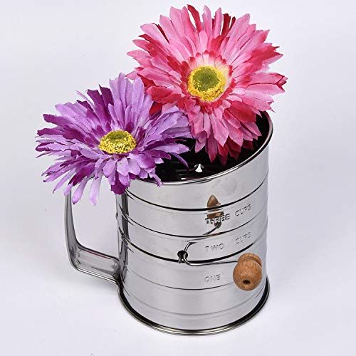 Flour Sifter Stainless Steel, Hand Crank Flour Sifter for Baking Almond Powdered Sugar Sifters -Fruits Vegetables Cleaning Sifting-Essential Kitchen Tools - Thumbnail 6